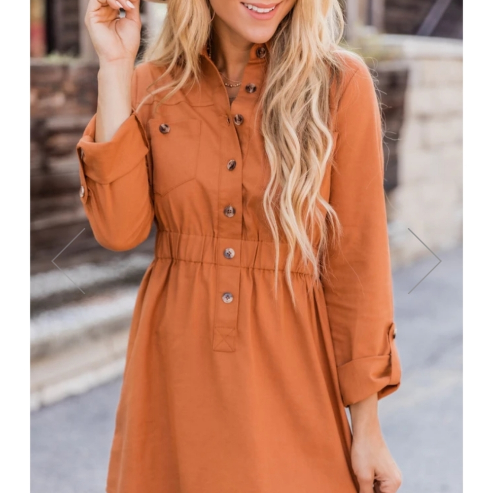 A Feeling Like This Rust Dress - Picture 5 of 5